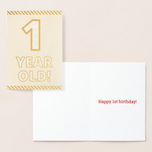 Bold, Gold Foil "1 YEAR OLD!" Birthday Card