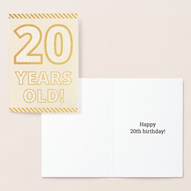 Bold, Gold Foil "20 YEARS OLD!" Birthday Card (Display)