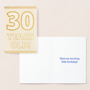 Bold, Gold Foil "30 YEARS OLD!" Birthday Card