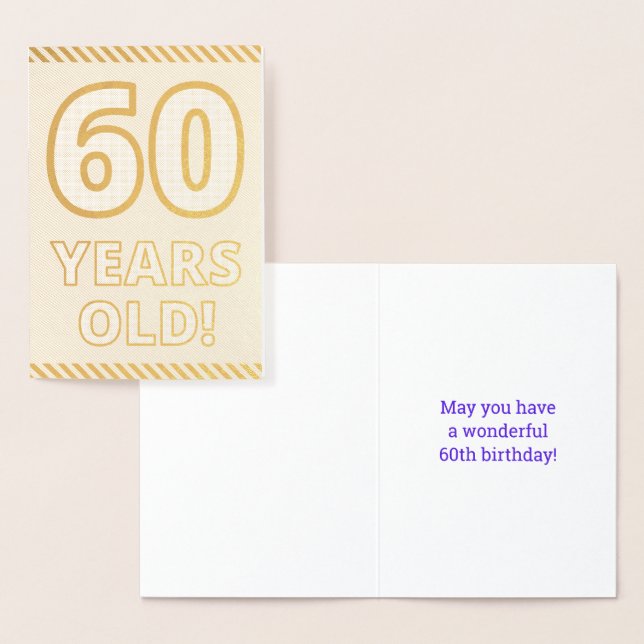 Bold, Gold Foil "60 YEARS OLD!" Birthday Card (Display)