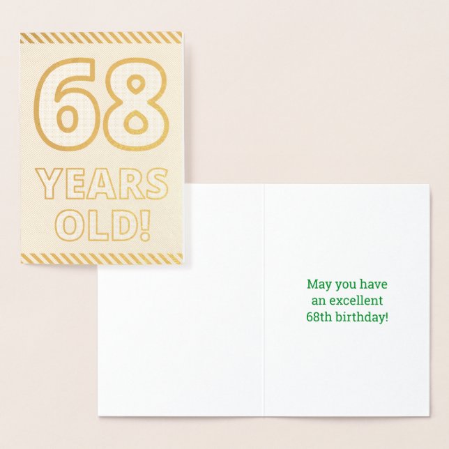 Bold, Gold Foil "68 YEARS OLD!" Birthday Card (Display)