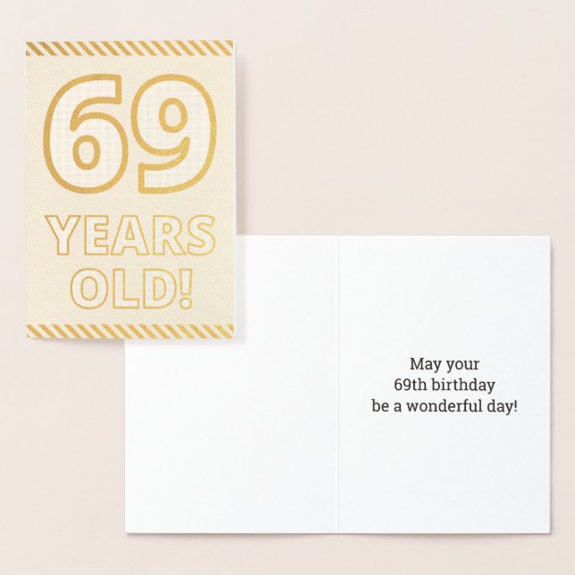 Bold, Gold Foil "69 YEARS OLD!" Birthday Card (Display)