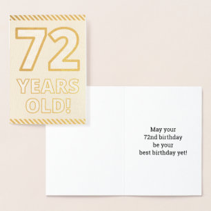 Bold, Gold Foil "72 YEARS OLD!" Birthday Card
