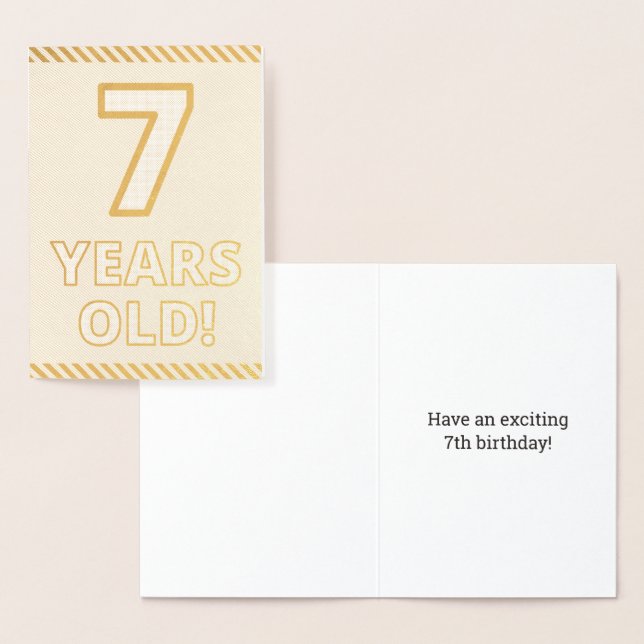 Bold, Gold Foil "7 YEARS OLD!" Birthday Card (Display)