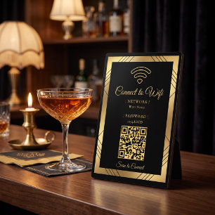 Bold Gold Foil Art Deco Wifi Plaque