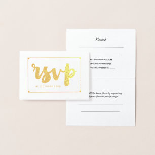 Bold Gold Hand-Lettered RSVP Foil Card