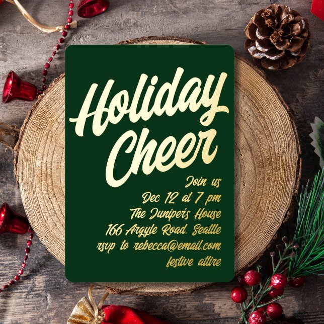 Bold Gold Holiday Cheer Party Invitation (Creator Uploaded)