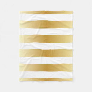 Bold Gold Metallic Stripes Pattern Fleece Blanket