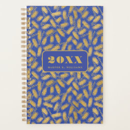 Bold Gold Pattern on Blue Background Planner