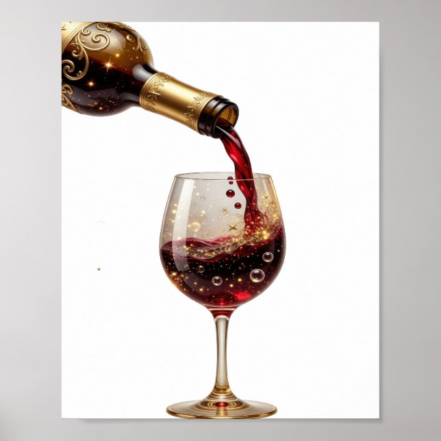 Bold Gold RED WINE Slogan Tee Poster (Front)