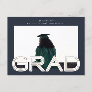 bold gold script graduation announcement photo postcard