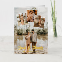 Bold Gold Script Wedding Photo Collage Thank You