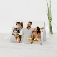 Bold Gold Script Wedding Photo Collage Thank You