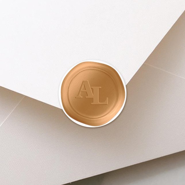 Bold Gold Seal Monogram Wedding Stickers (Elegant Gold Monogram Wax Seal Wedding Stickers)