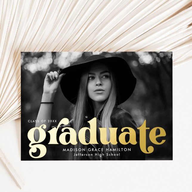Bold Gold Typography Photo Graduation Announcement (Creator Uploaded)