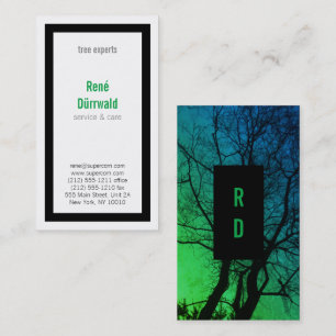 Bold, good to read, black and green tree experts business card