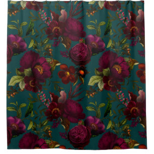 Bold Gothic Night Moody Florals Shower Curtain