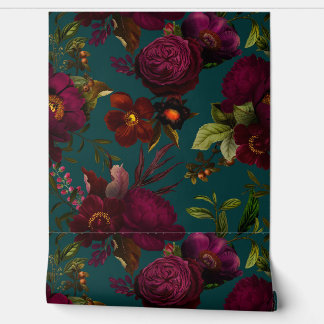 Bold Gothic Night Moody Florals Wallpaper