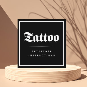 Bold Gothic Style Tattoo Aftercare Instructions Square Business Card