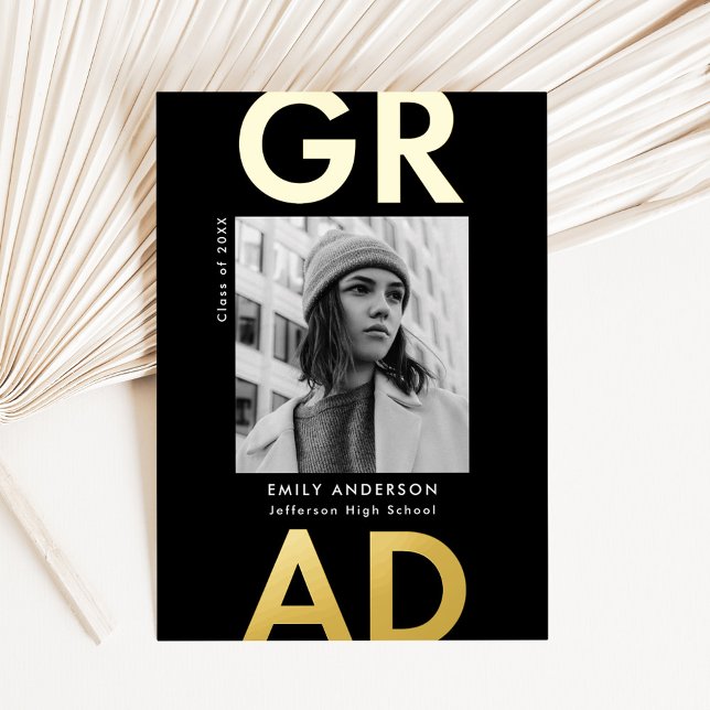 Bold Grad Black and Gold Photo Graduation (Creator Uploaded)