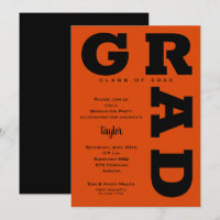 Bold GRAD Black and Orange Graduation