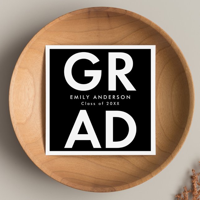 Bold Grad Black and White Graduation Napkin (Creator Uploaded)