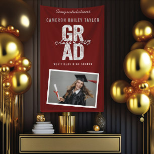 Bold GRAD Class Of 2024 Photo Graduation Party Banner