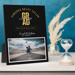 Bold GRAD Class Of 2026 Photo Graduation Party Plaque