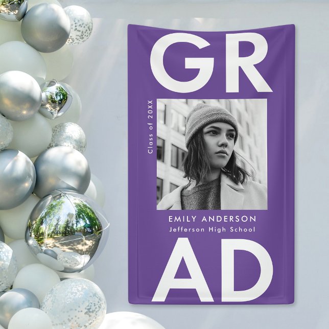 Bold Grad Purple Photo Graduation Banner (Creator Uploaded)