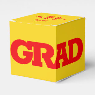 Bold GRAD Red and Yellow Gold Graduation Party Favour Box
