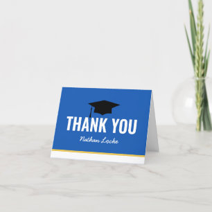 Bold Grad Royal Blue Graduation Thank You Card