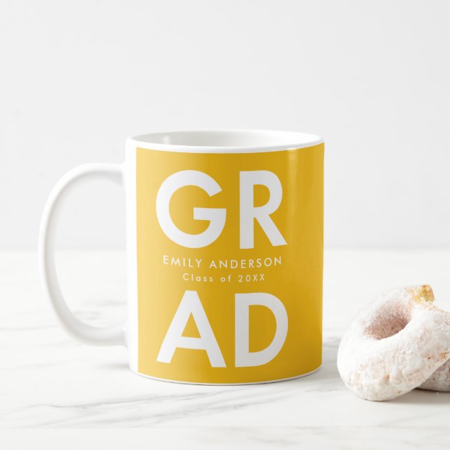 Bold Grad Yellow Photo Graduation Coffee Mug (With Donut)