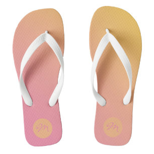 Bold Gradient Monogram Pink Yellow Summer Thongs
