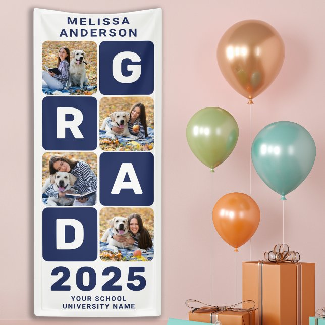 Bold Graduate Custom 5 Photos Graduation Party  Banner (Creator Uploaded)