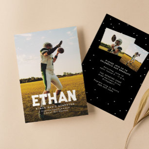 Bold graduate name simple sporty photo graduation invitation