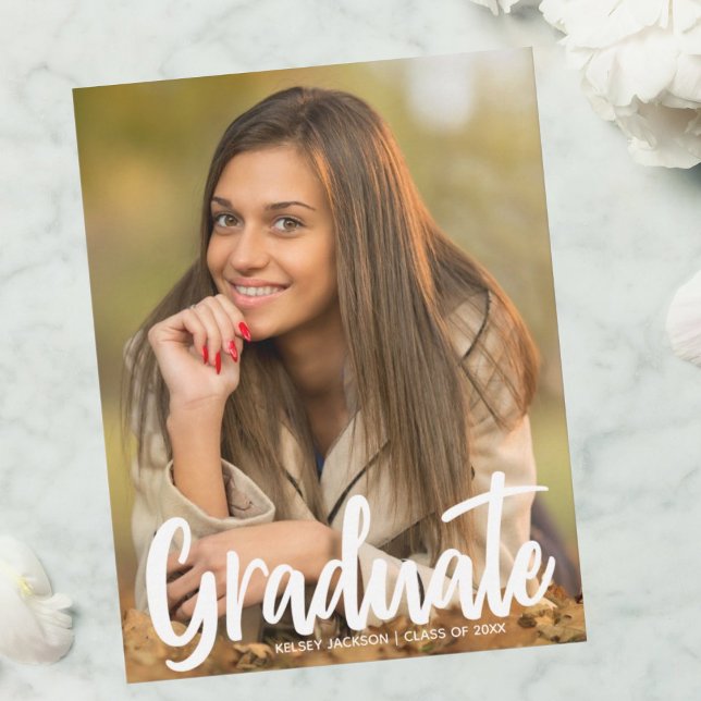 Bold Graduate Photo Modern Script Overlay Announcement (Creator Uploaded)