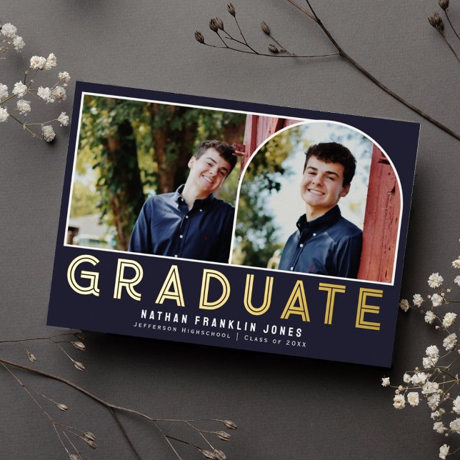 Bold Graduation Arch Photo Foil Invitation (Creator Uploaded)