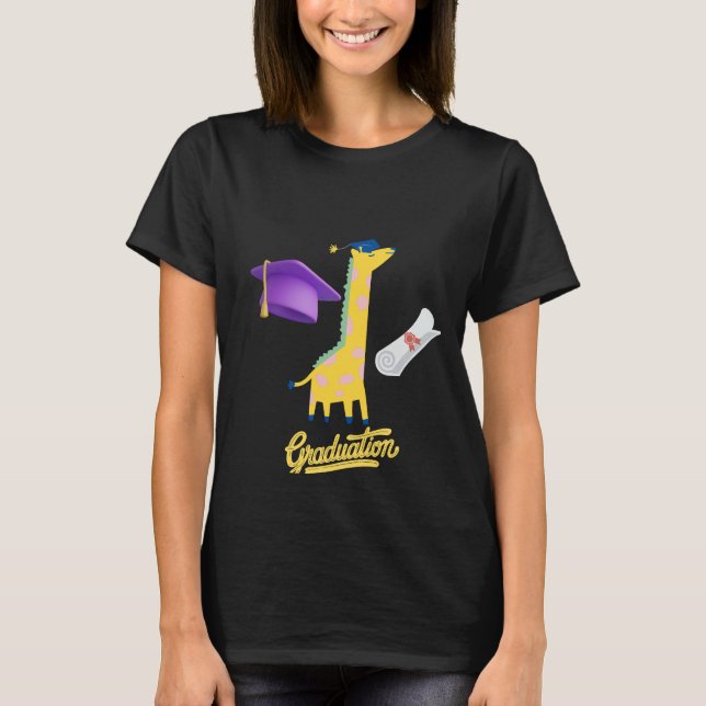Bold Graduation Silhouette with Flying Cap Joy T-Shirt (Front)