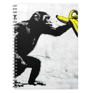 Bold Graffiti Monkey with Banana Art Notebook