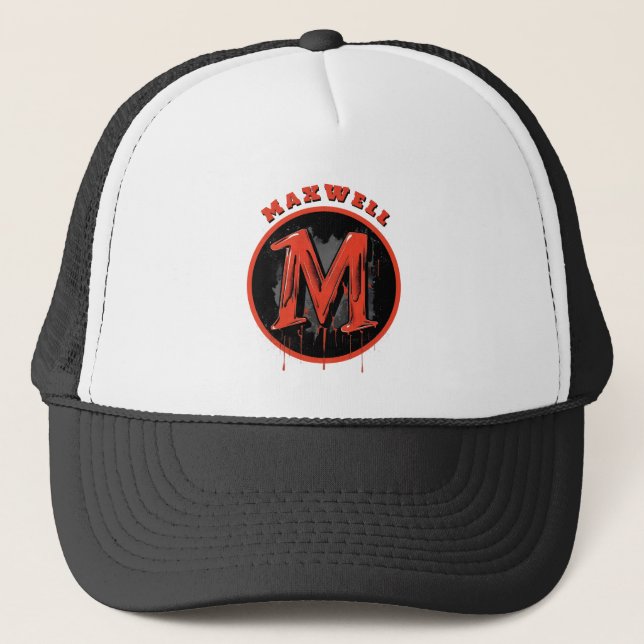  Bold Graffiti Monogram "M" - Customisable Urban Trucker Hat (Front)