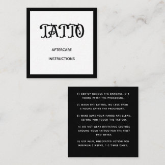 Bold Graffiti Pattern Tattoo Aftercare Instruction Square Business Card