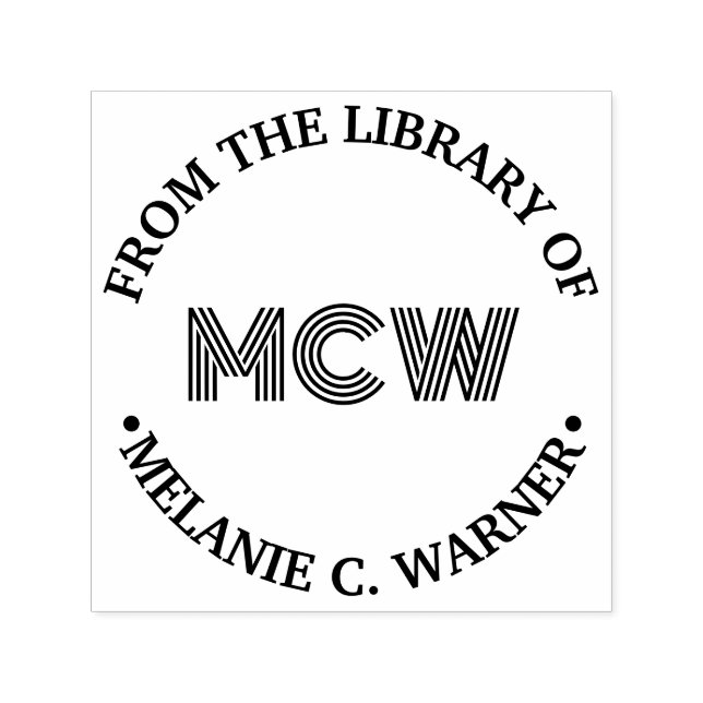 Bold Graphic 3 Initial Library Book Name Self-inking Stamp (Design)