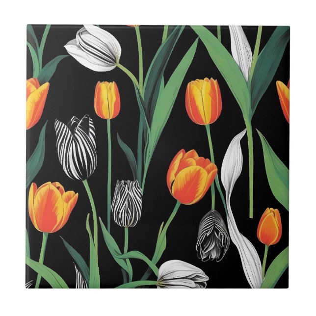 Bold Graphic Artistic Tulips  Ceramic Tile (Front)