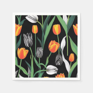 Bold Graphic Artistic Tulips Napkin