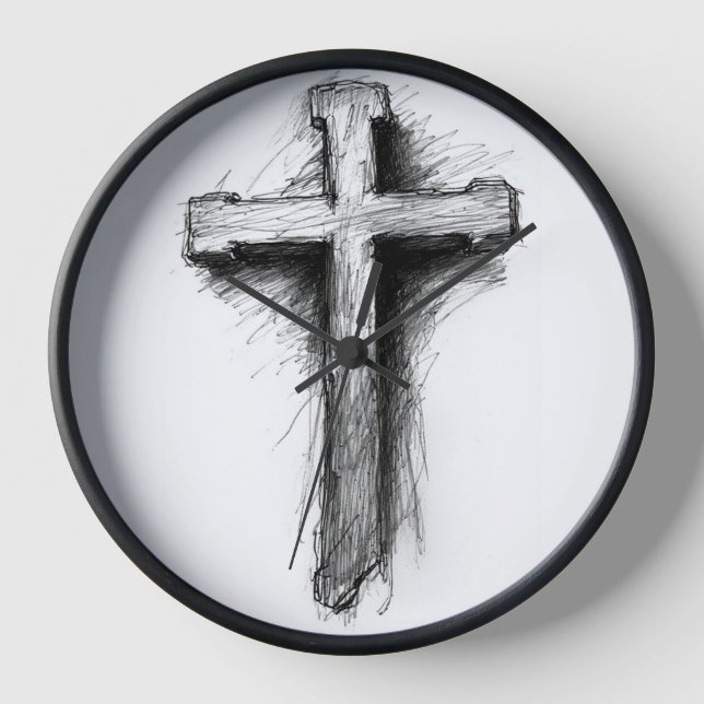 Bold, Graphic Christian Cross Wall Clock (Front)