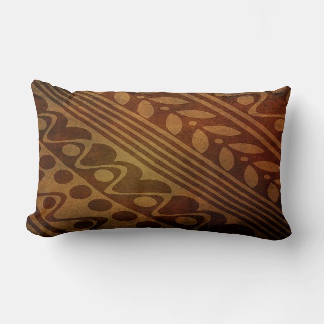 Bold Graphic in rust colours Lumbar Cushion (Front)