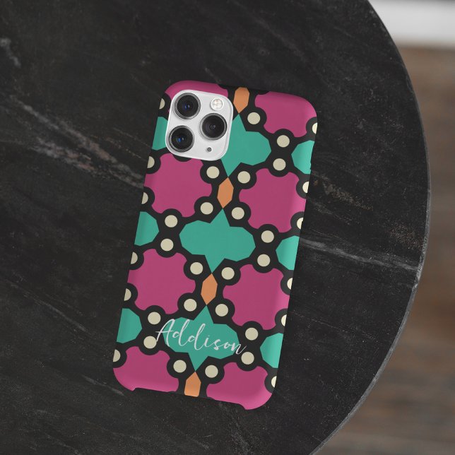 Bold Graphic Pink and Teal Tile Pattern Case-Mate iPhone Case (Creator Uploaded)
