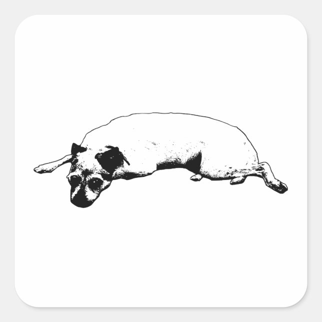Bold Graphic Pup with Autumn Edge Square Sticker (Front)