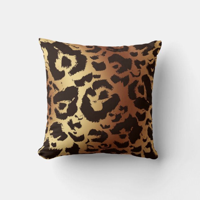 Bold Graphic Wild Cat Print Gradient Background Cushion (Front)