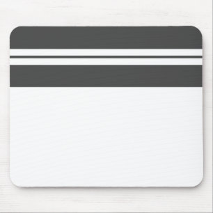 Bold Gray Top Edge Stripes Long White Background Mouse Pad